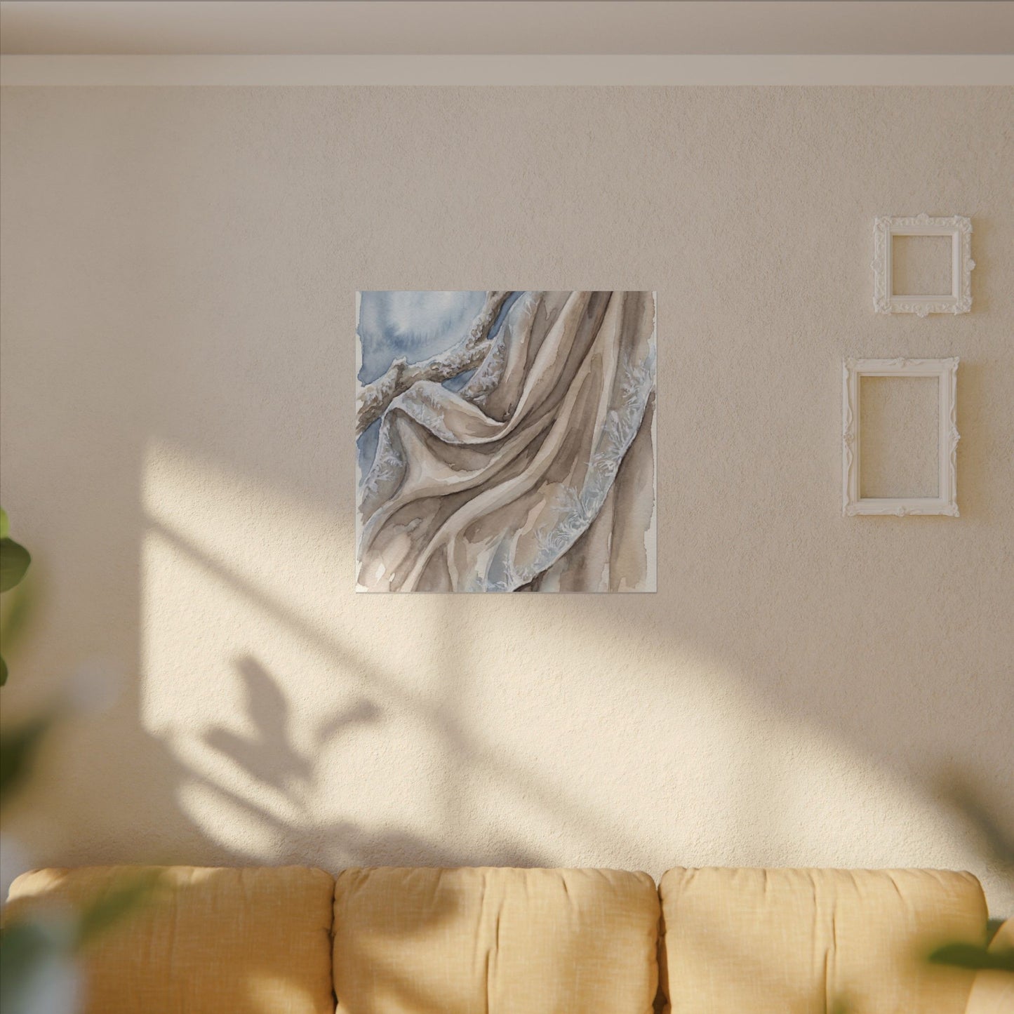Silk Drape Winter Canvas Art | Japandi Cozy Design