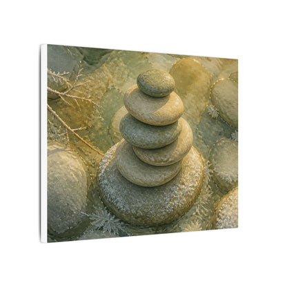 River Stones Watercolor Canvas Art | Elegant Japandi Art