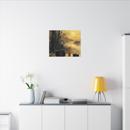 Tea Ceremony Sumi E Canvas Art | Contemplative Zen Art