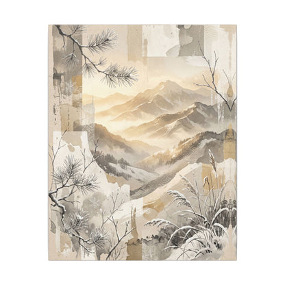 Shibui Mountain Mist Canvas Art - Japandi Japanese Pattern