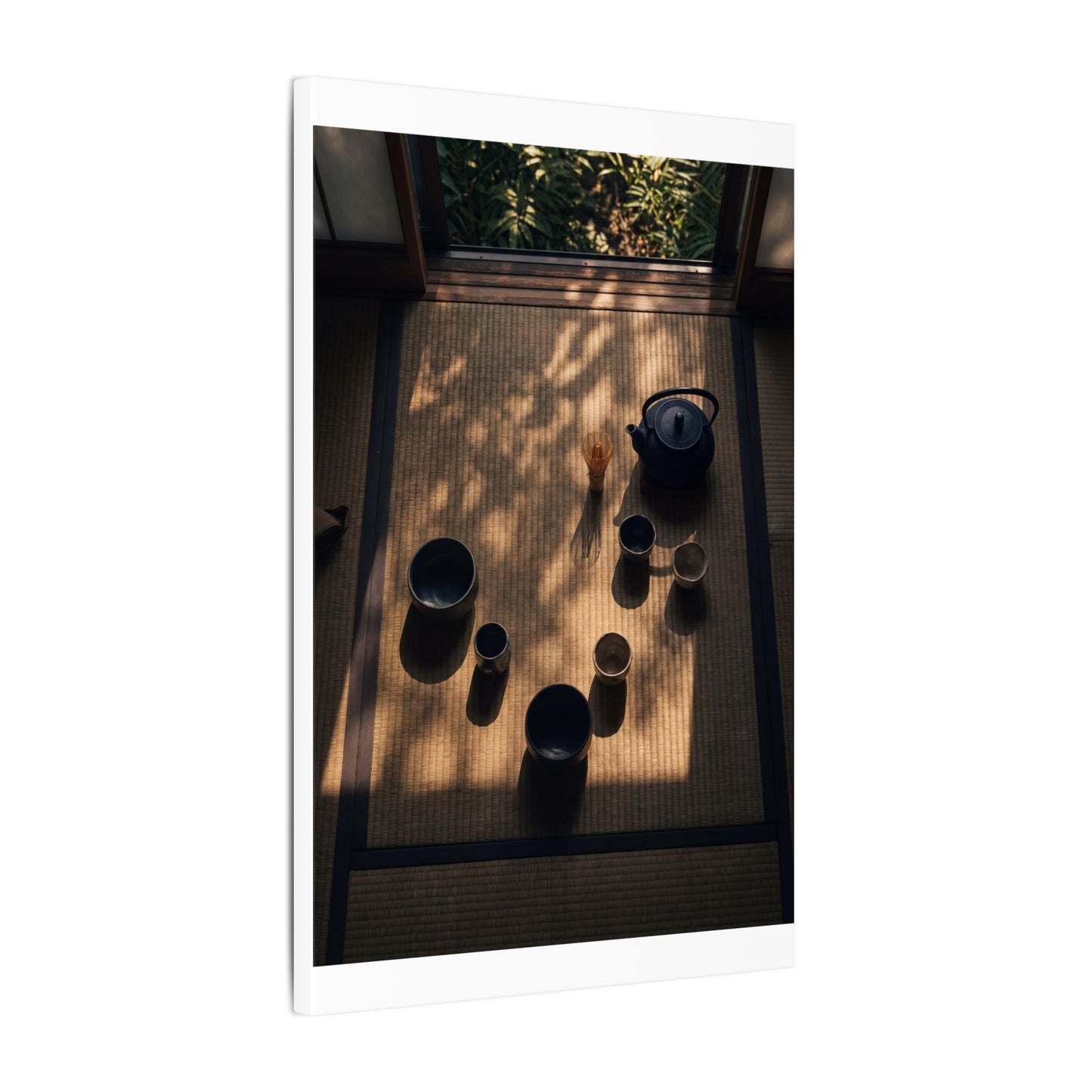 Shibui Tea Ceremony Canvas Art - Dark Japandi Shadow Zen