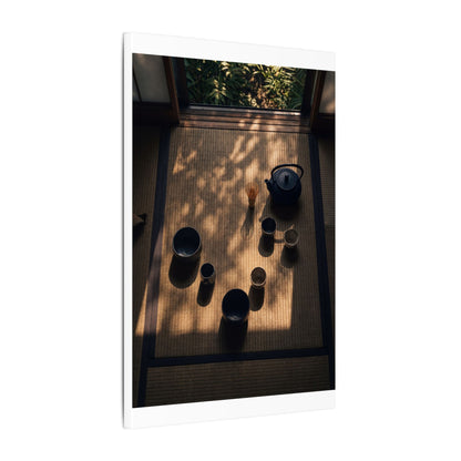 Shibui Tea Ceremony Canvas Art - Dark Japandi Shadow Zen