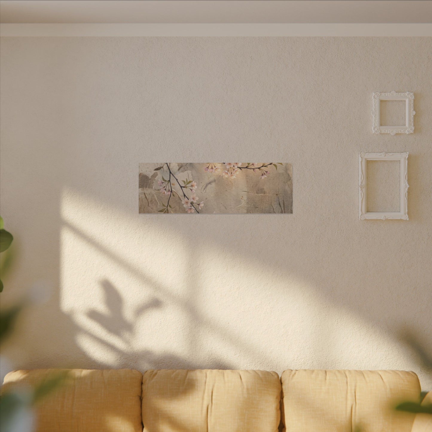 Summer Cherry Blossom Texture Canvas Art | Neutral Decor