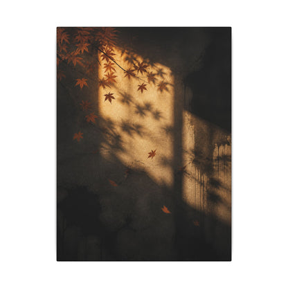 Shadow Play Canvas Art | Autumn Dark Japandi Charcoal Ink Art