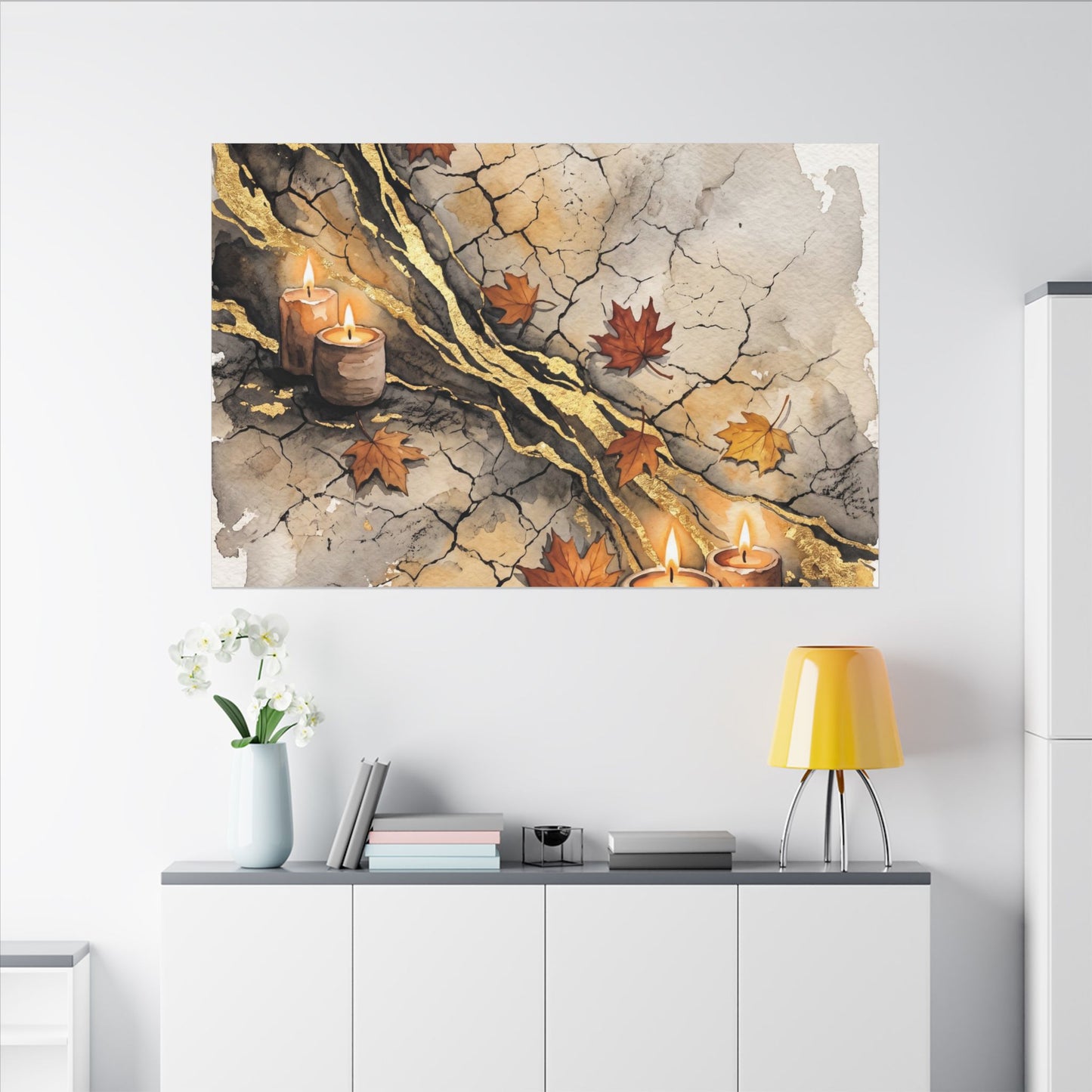 Cracked Earth Autumn Canvas Art | Japandi Warm Design