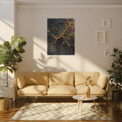 Cracked Earth Spring Canvas Art | Dark Japandi Atmospheric Design