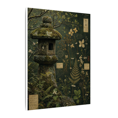 Spring Stone Lantern Herbarium Canvas Art | Nostalgic Decor