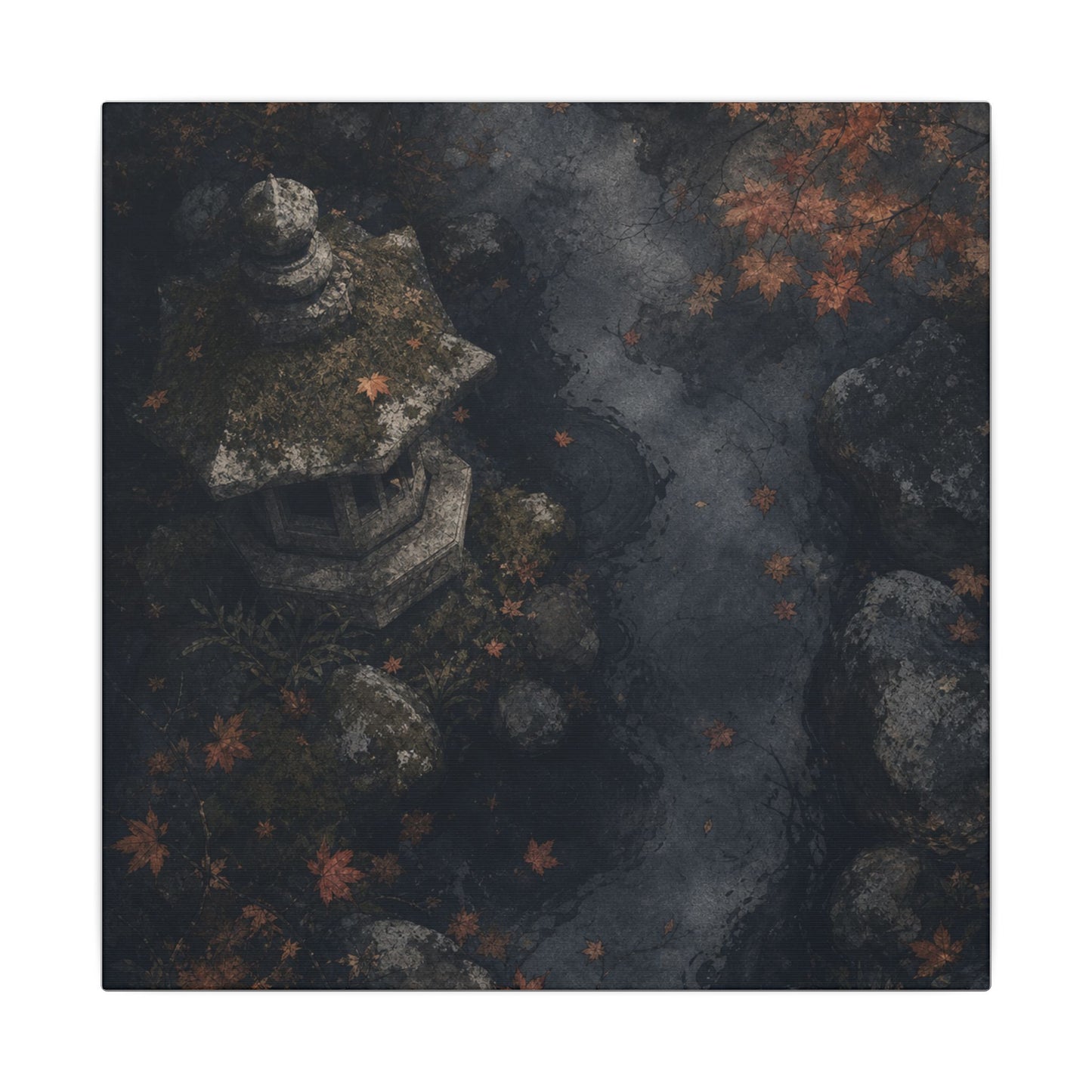 Stone Lantern Canvas Art | Autumn Japandi Texture Art