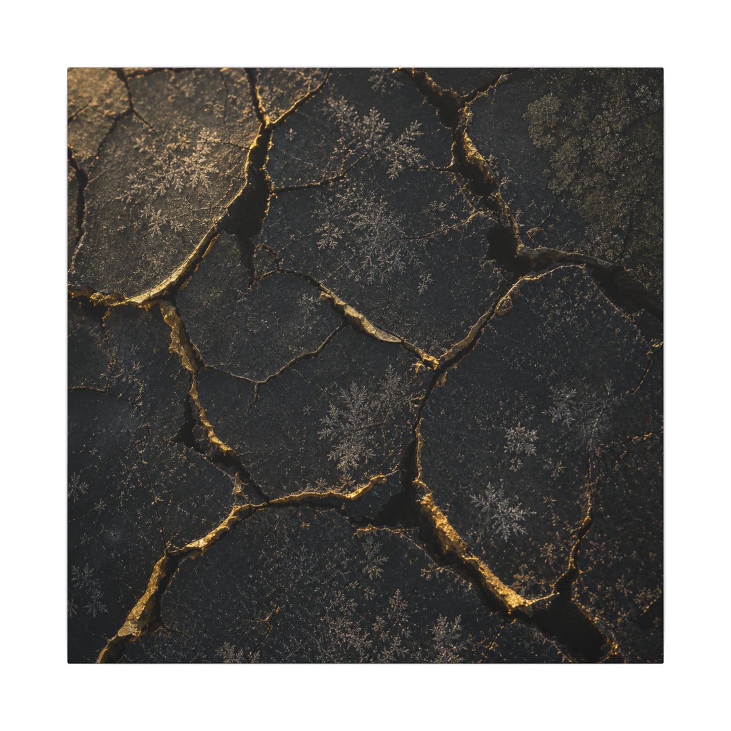 Cracked Earth Canvas Art | Winter Dark Japandi Shadow Zen Art