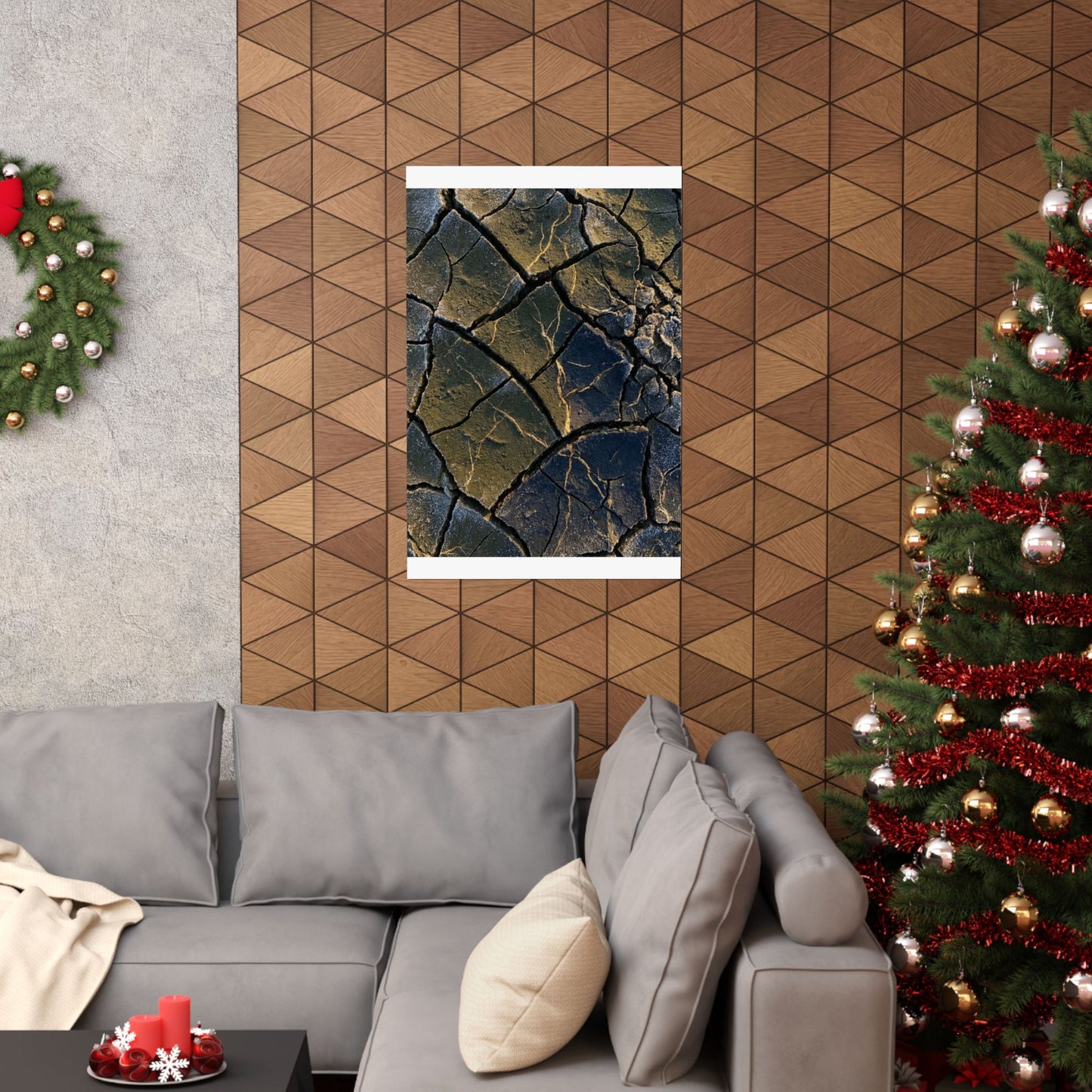 Kanso Cracked Earth Wall Art Print - Dark Japandi Moody Minimal