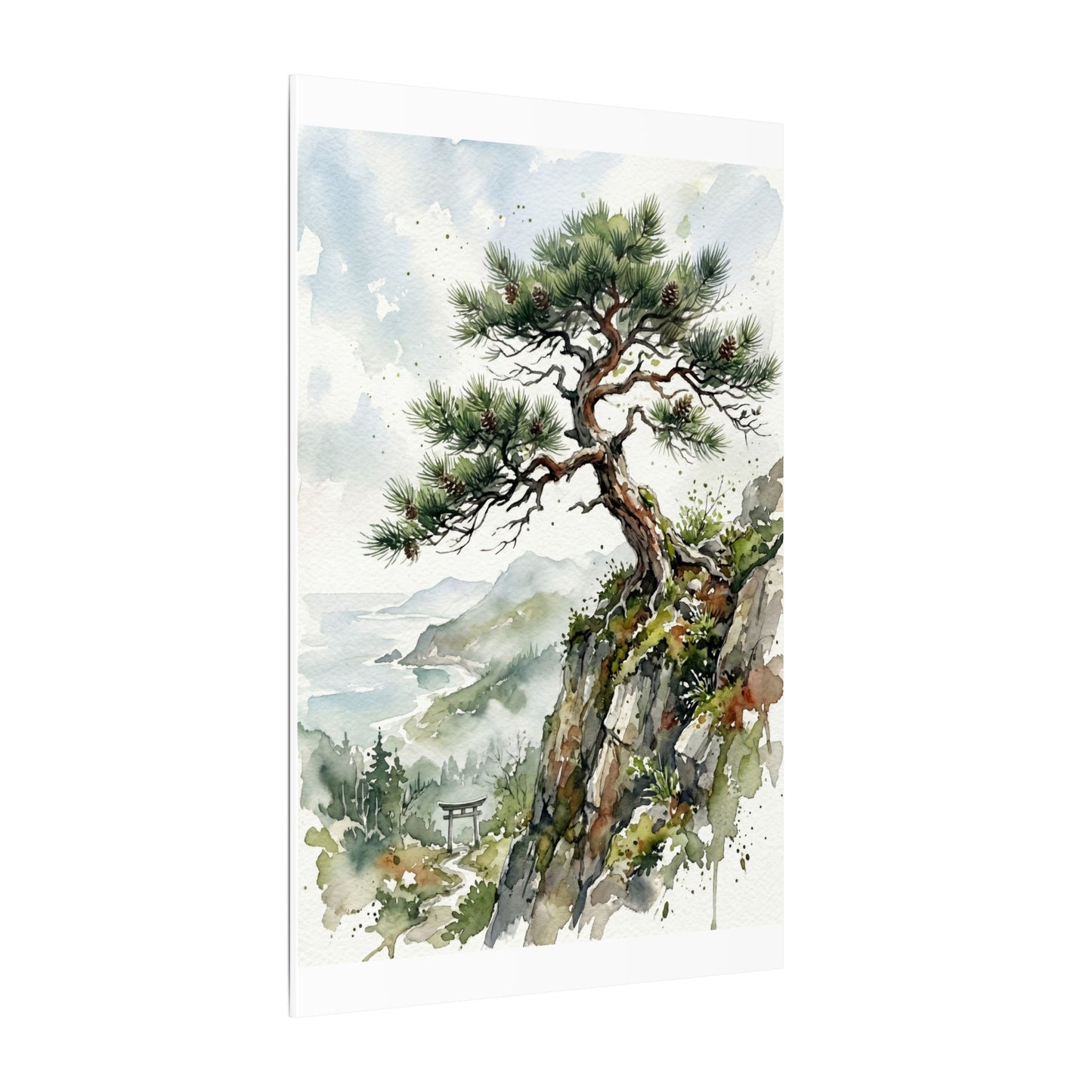 Pine Tree Spring Canvas Art | Japandi Neutral Design