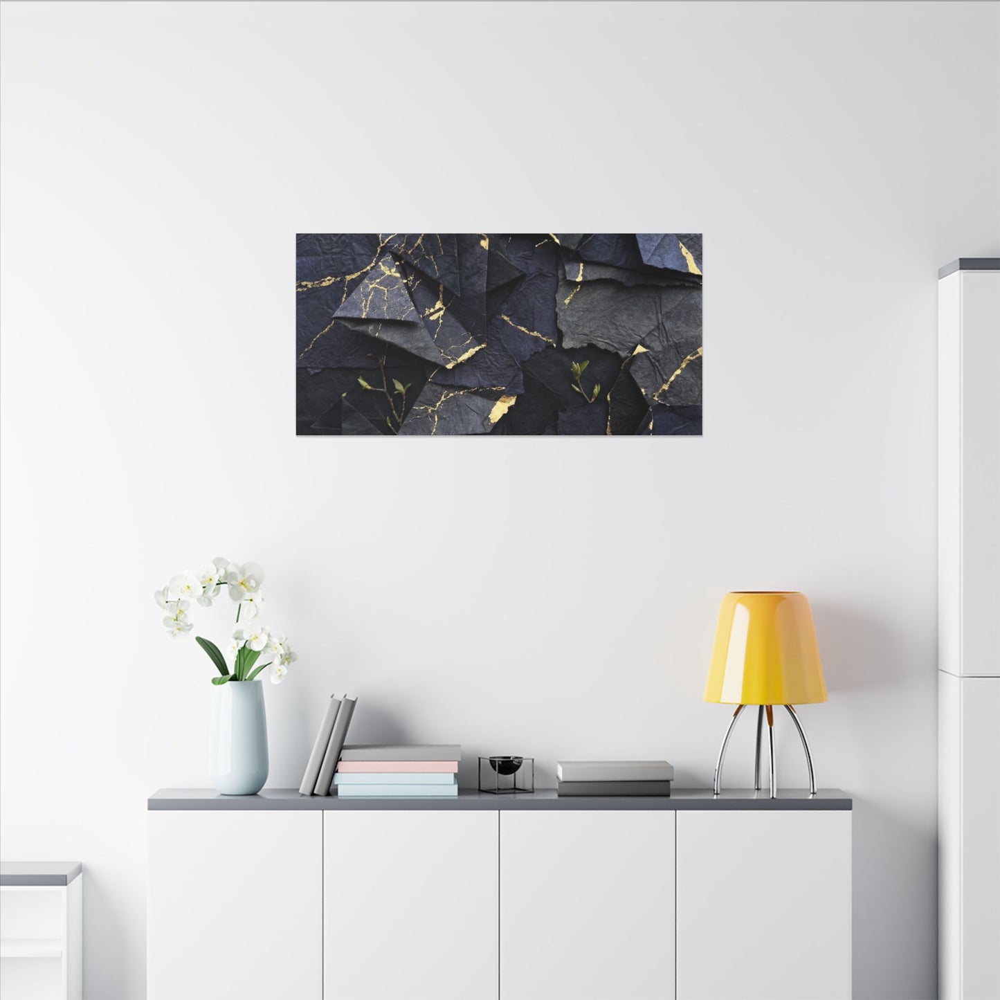 Beautiful Paper Fold Canvas Art - Crackle Gold Kintsugi
