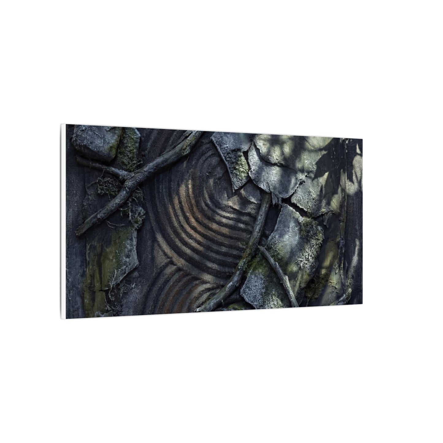 Rock Garden Canvas Art | Winter Dark Japandi Dark Texture Art