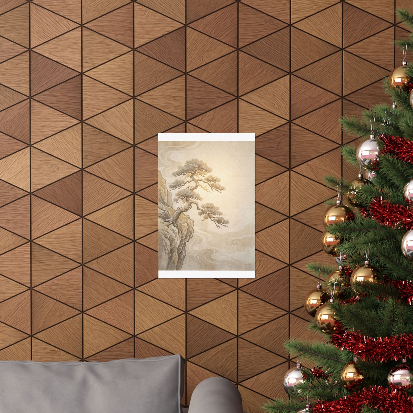 Golden Hour Pine Tree Wall Art Print - Japandi Shibui