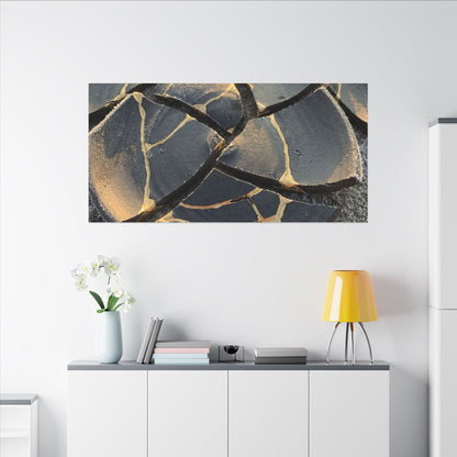 Broken Pottery Winter Canvas Art | Kintsugi Resilient Design