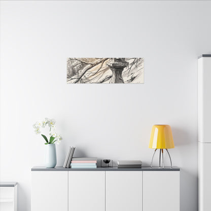 Golden Hour Stone Lantern Canvas Art - Japandi Kanso