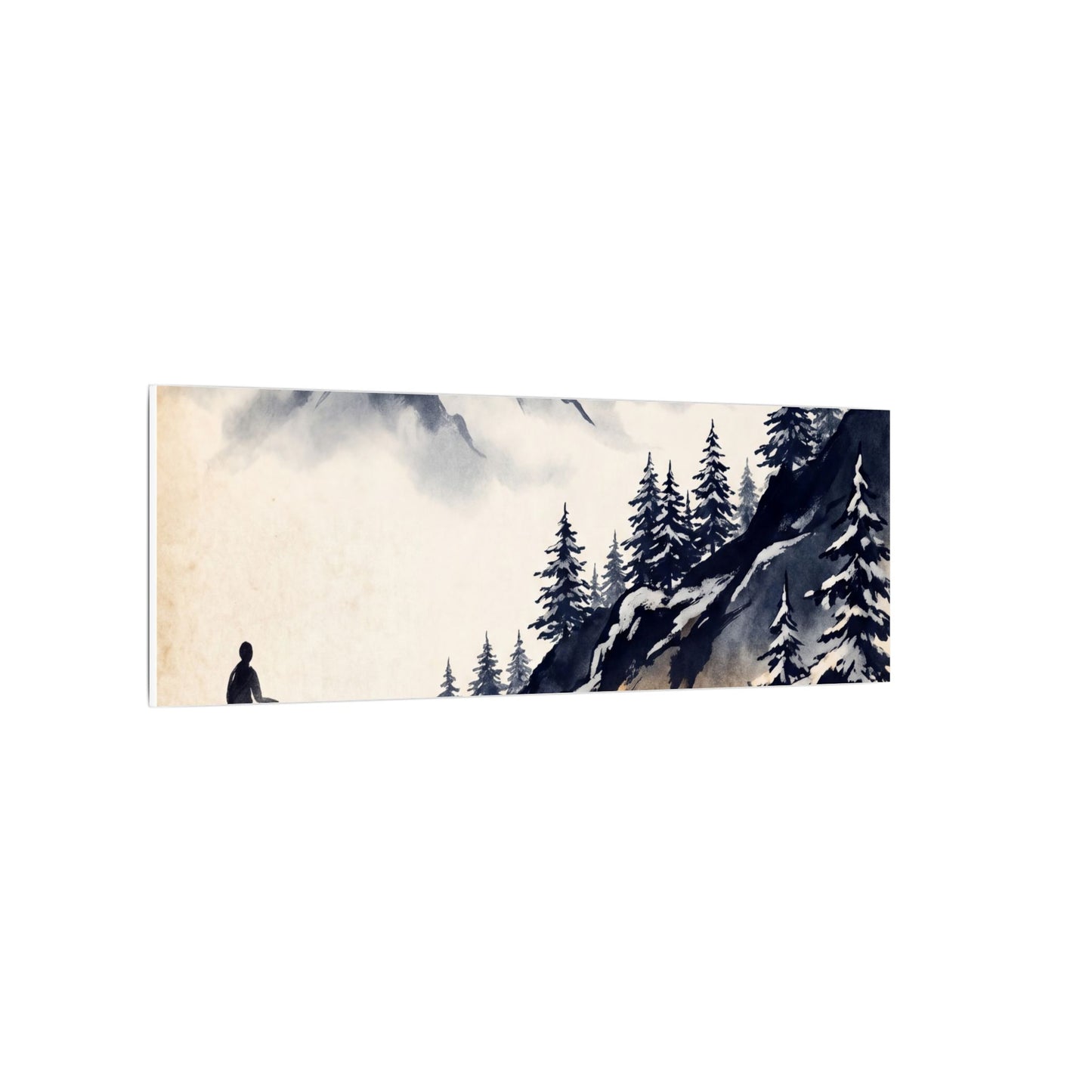 Mountain Mist Canvas Art | Winter Zen Ukiyo E Inspired Art