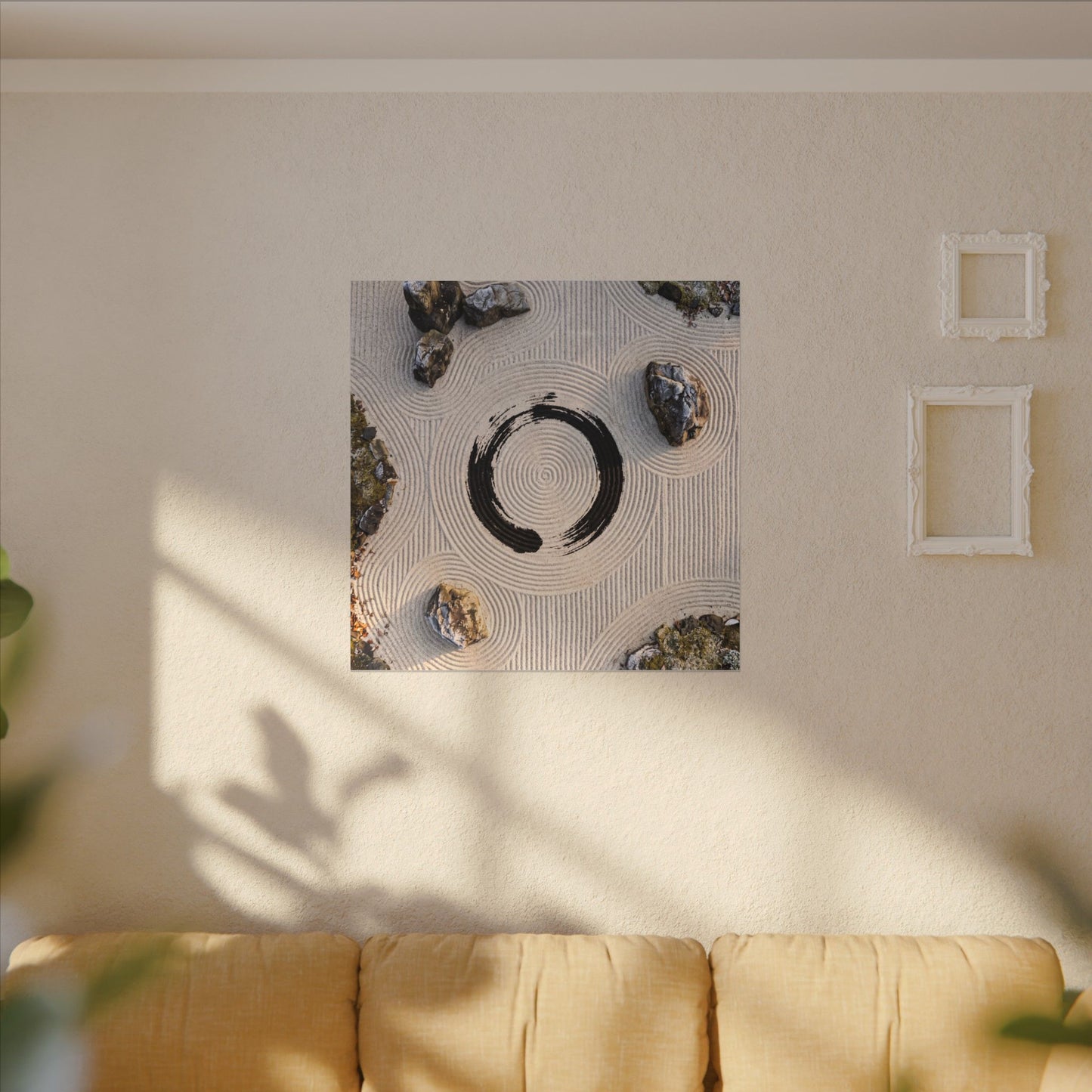 Rock Garden Canvas Art | Winter Zen Enso Art