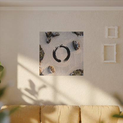 Rock Garden Canvas Art | Winter Zen Enso Art