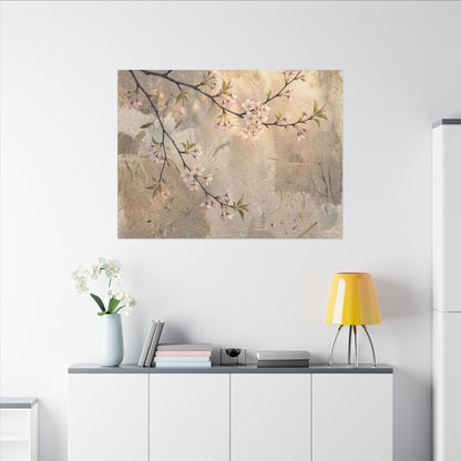 Summer Cherry Blossom Texture Canvas Art | Neutral Decor