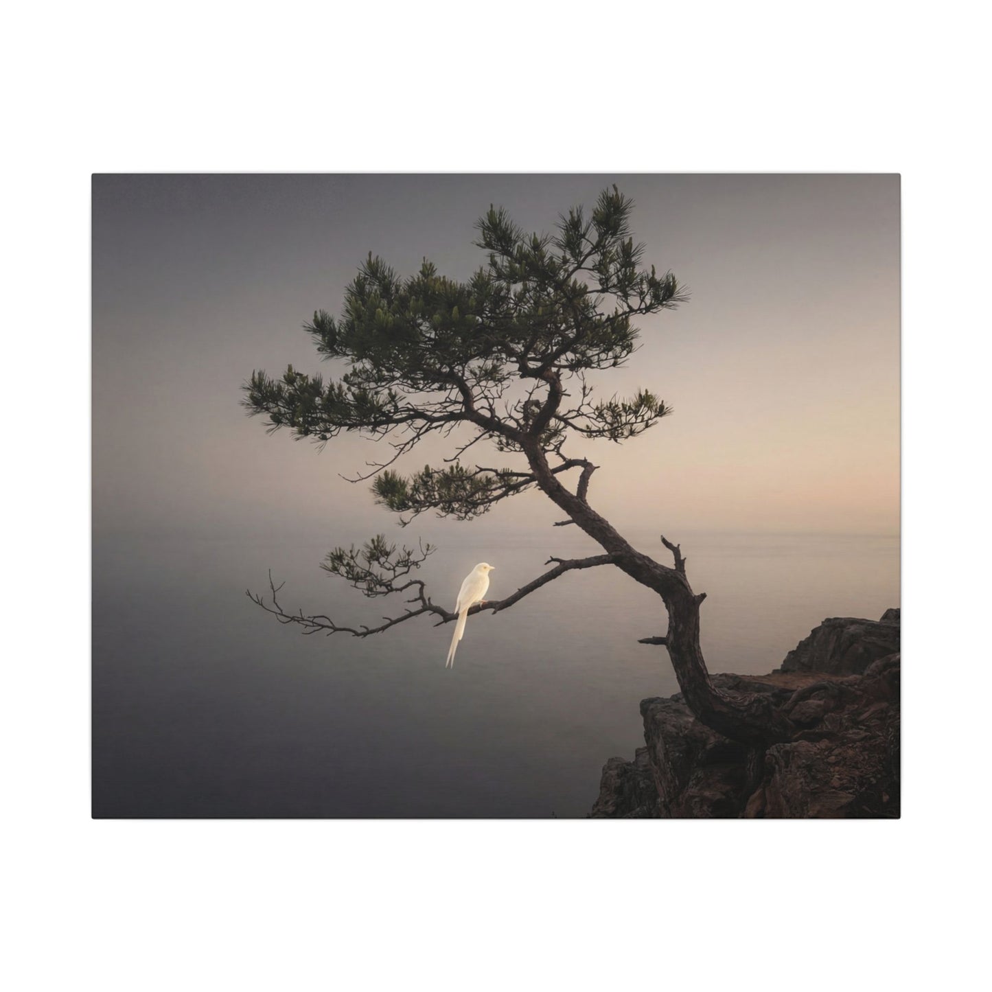 Dawn Pine Tree Canvas Art - Dark Japandi Datsuzoku Art Print