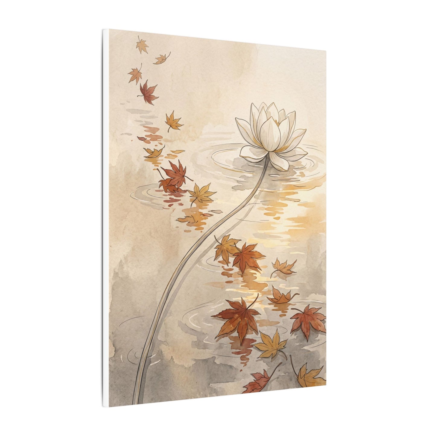 Lotus Flower Canvas Art | Autumn Japandi Minimal Line Art