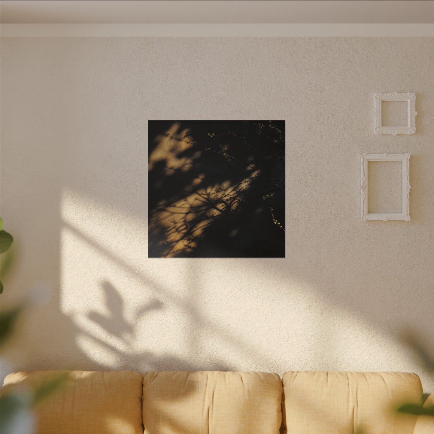 Moody Shadow Play Canvas Art - Moody Minimal Dark Japandi