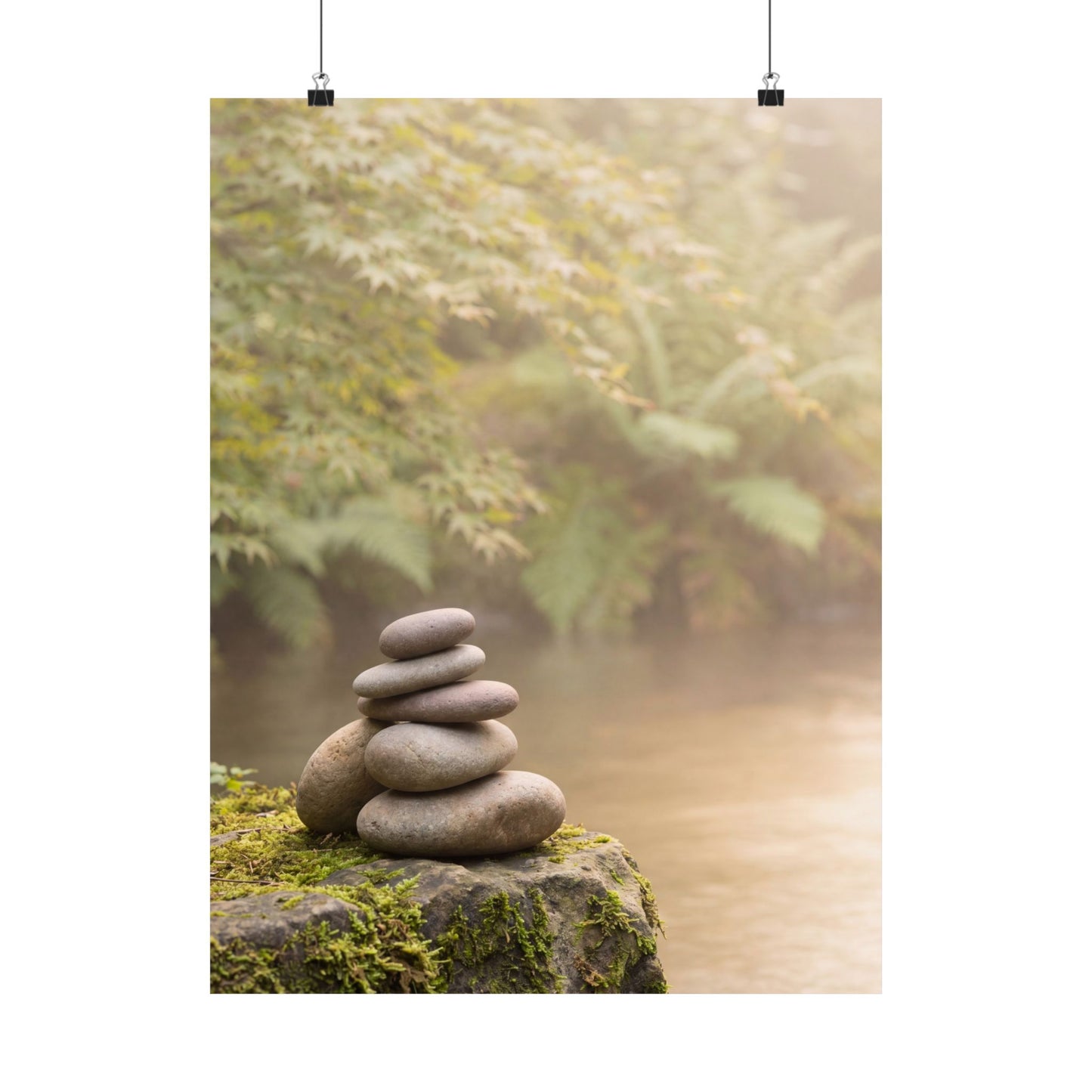 River Stones Summer Wall Art Print | Japandi Cozy Design Art Print