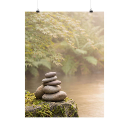 River Stones Summer Wall Art Print | Japandi Cozy Design Art Print