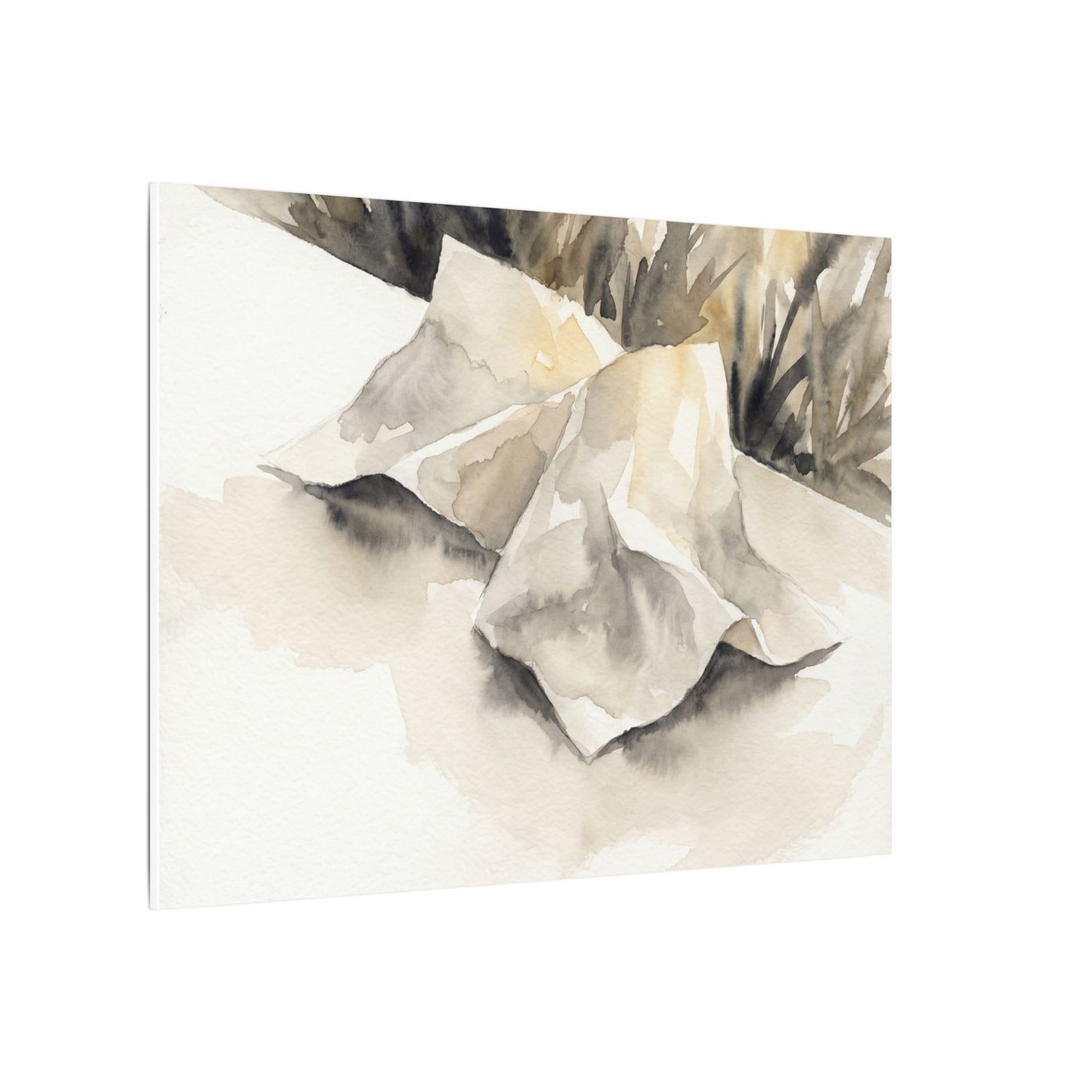 Paper Fold Watercolor Canvas Art | Warm Japandi Art