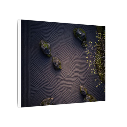 Dark Japandi Rock Garden in Dawn | Shadow Zen Canvas Art
