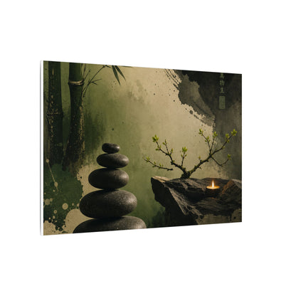 River Stones Spring Canvas Art | Zen Contemplative Design