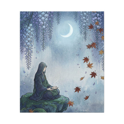 Zen Wisteria in Moonlight | Ukiyo E Inspired Canvas Art