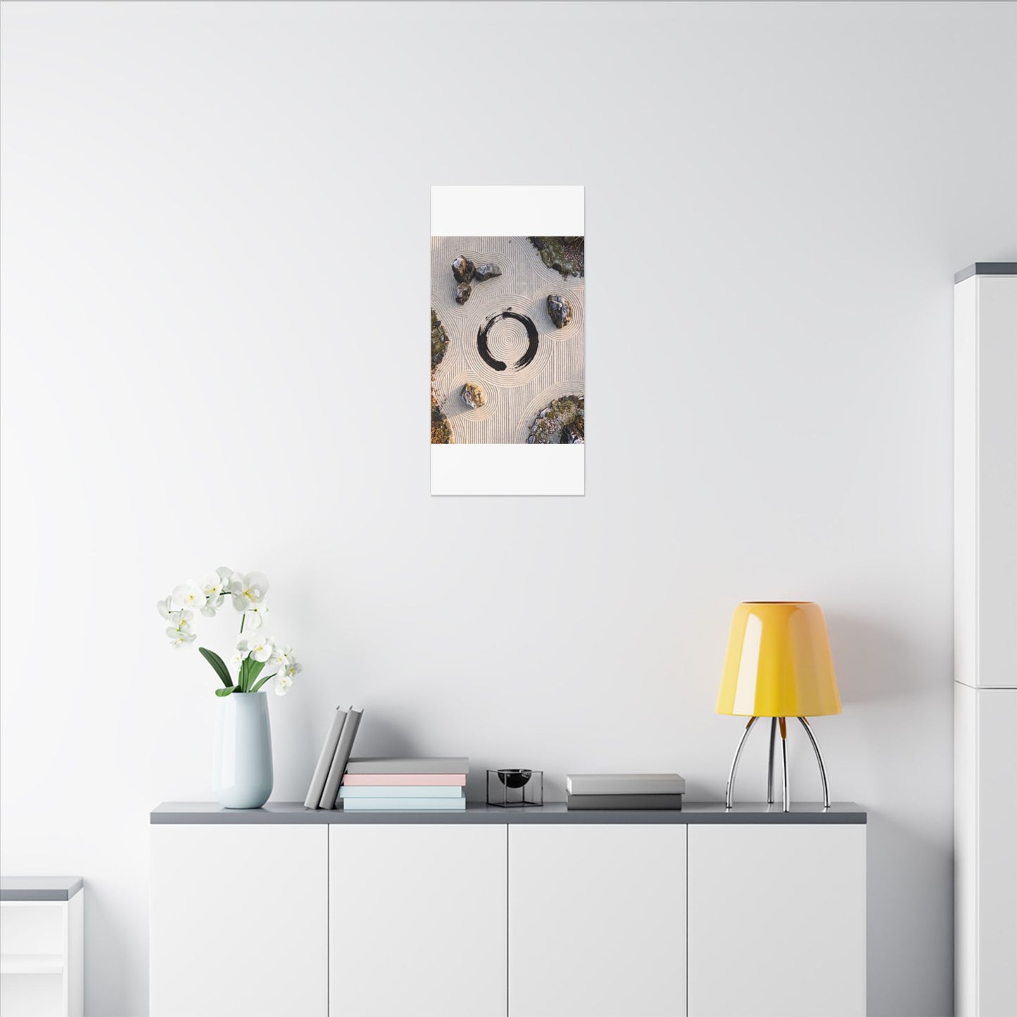 Rock Garden Canvas Art | Winter Zen Enso Art