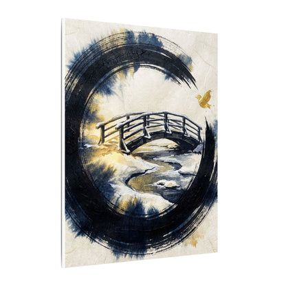 Winter Wooden Bridge Enso Canvas Art | Serene Decor