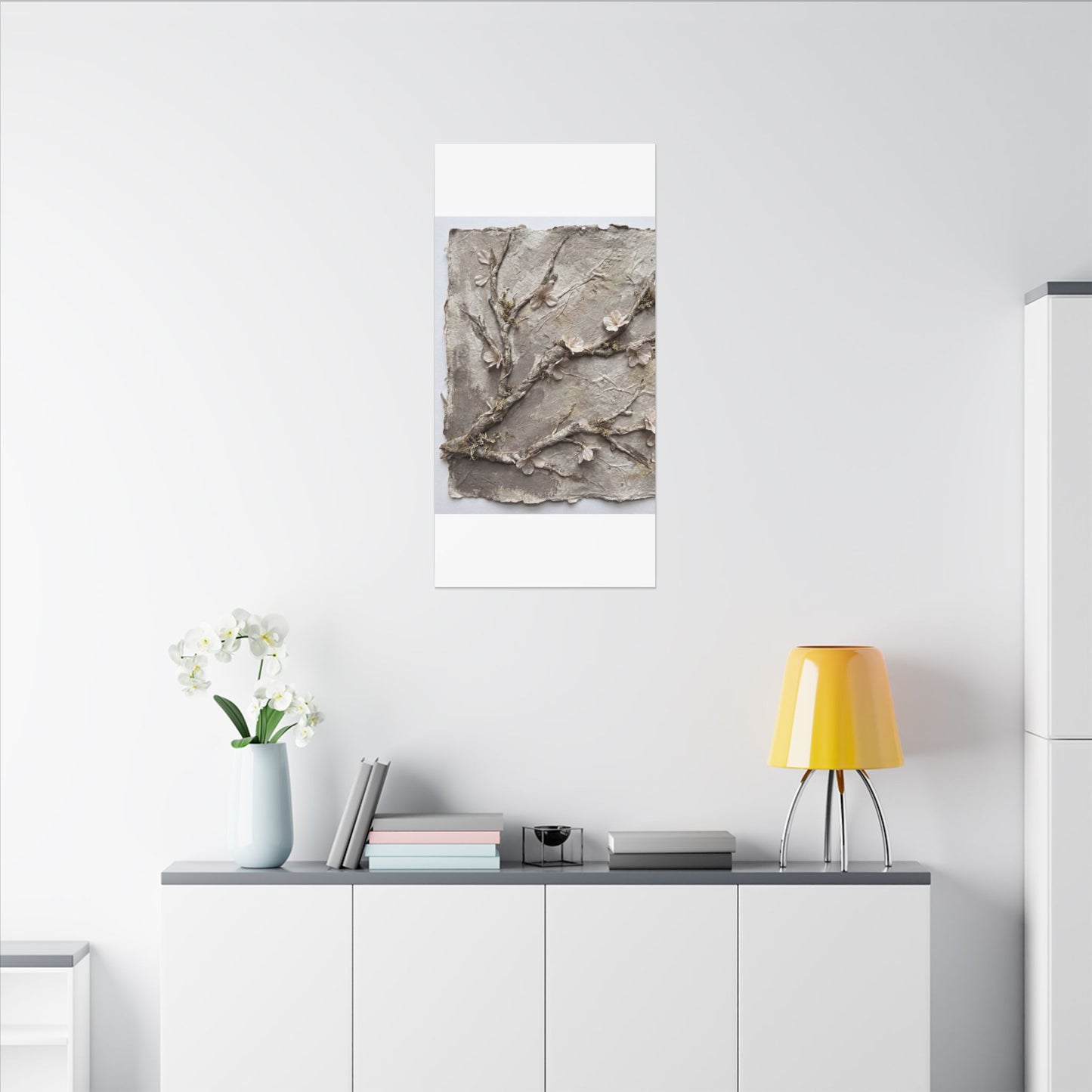 Summer Cherry Blossom Texture Canvas Art | Earthy Decor