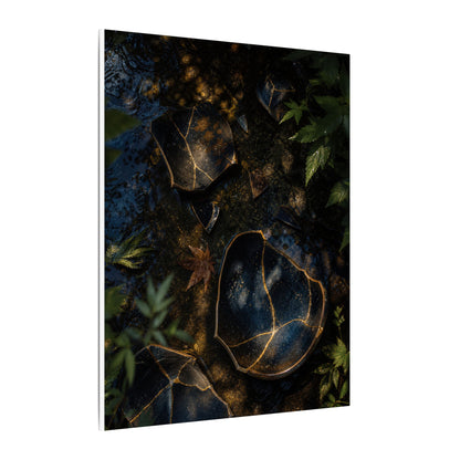 Dark Japandi Broken Pottery in Dappled | Shadow Zen Canvas Art