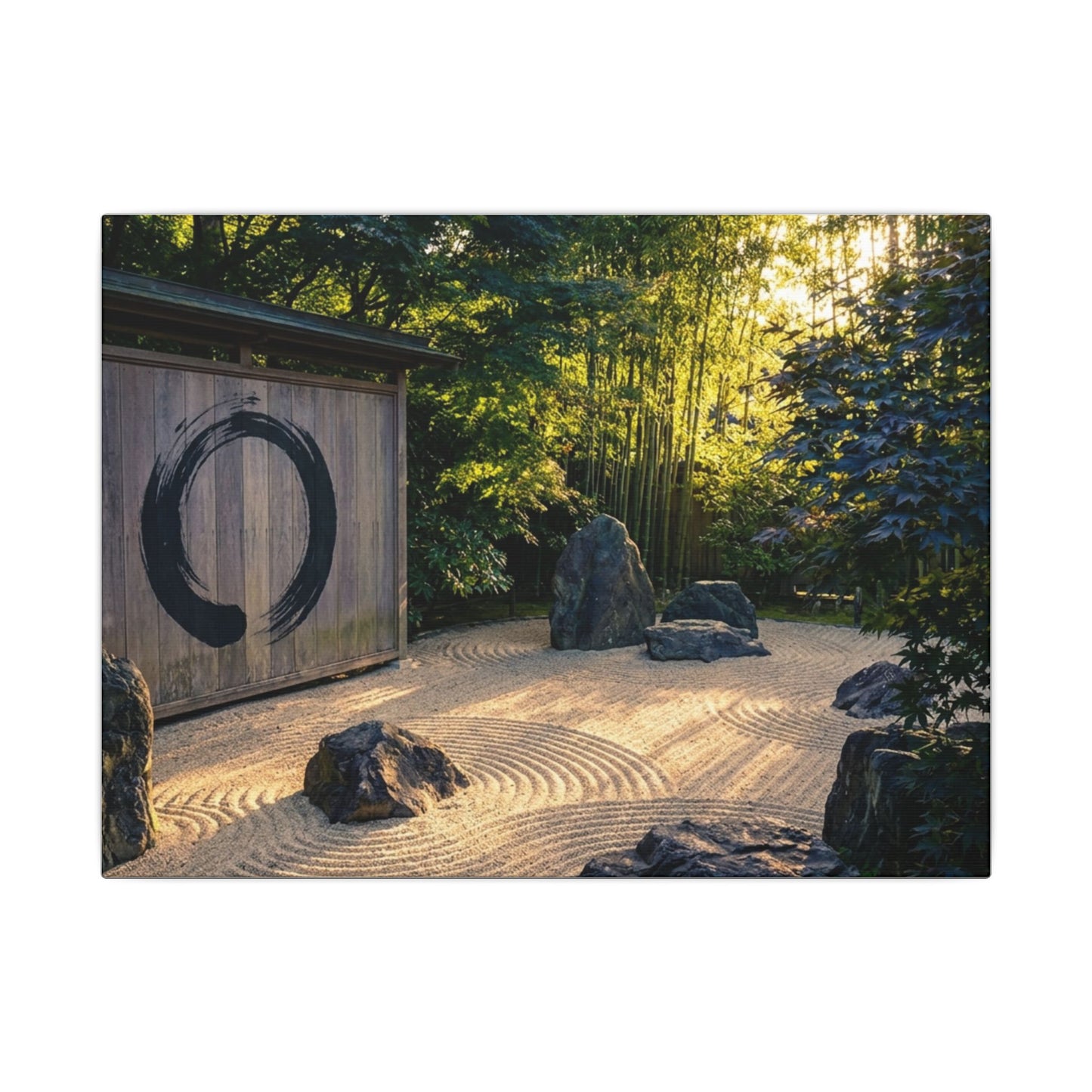 Rock Garden Enso Canvas Art | Tranquil Zen Art