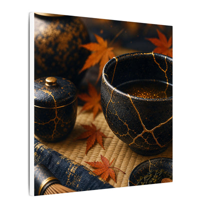 Seijaku Tea Ceremony Canvas Art - Kintsugi Gold Repair