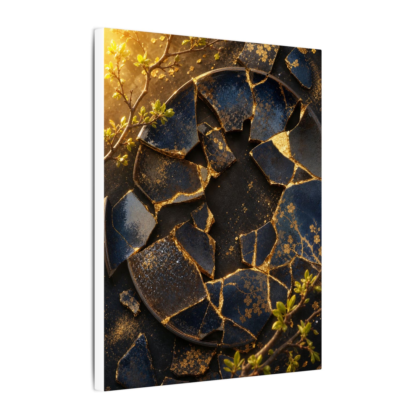 Golden Hour Broken Pottery Canvas Art - Kintsugi Ma