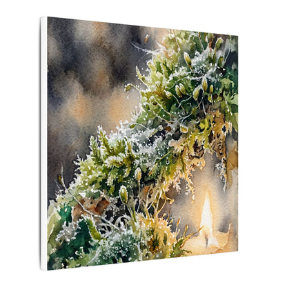 Winter Moss Close Up Watercolor Canvas Art | Neutral Decor