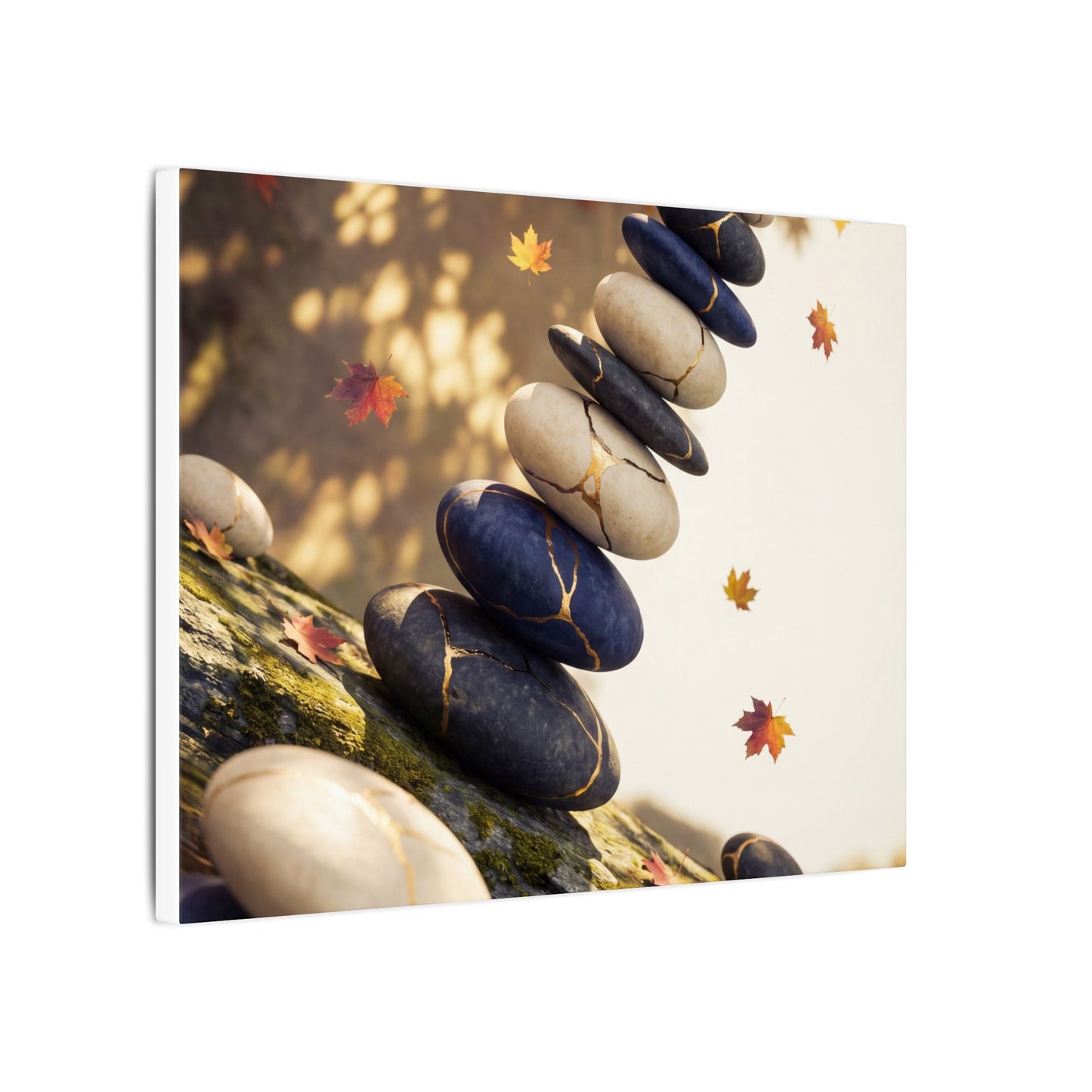 Ma River Stones Canvas Art - Kintsugi Gold Vein