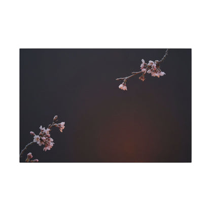 Dark Japandi Cherry Blossom in Candlelight | Moody Minimal Canvas Art