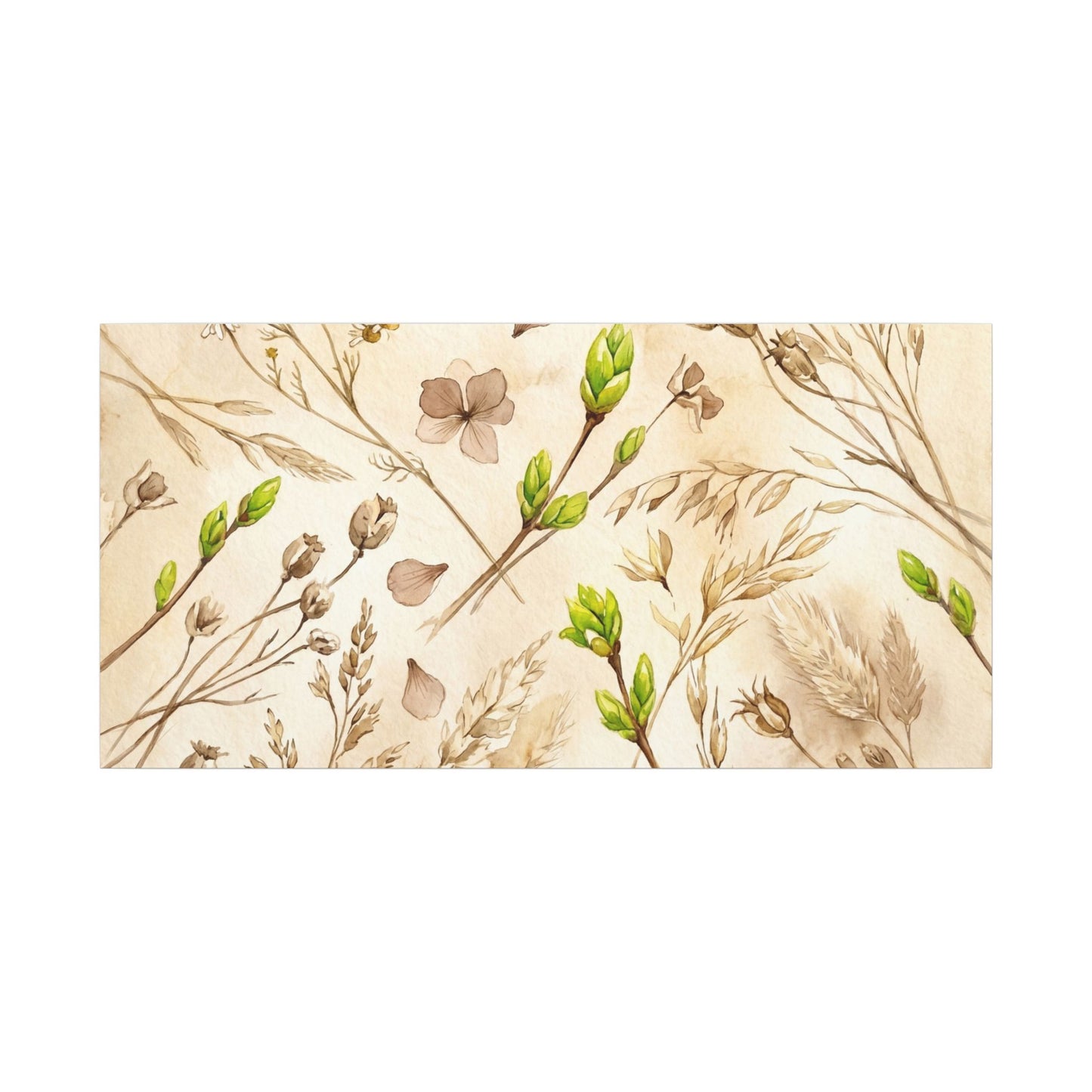 Spring Dried Flowers Watercolor Canvas Art | Earthy Decor
