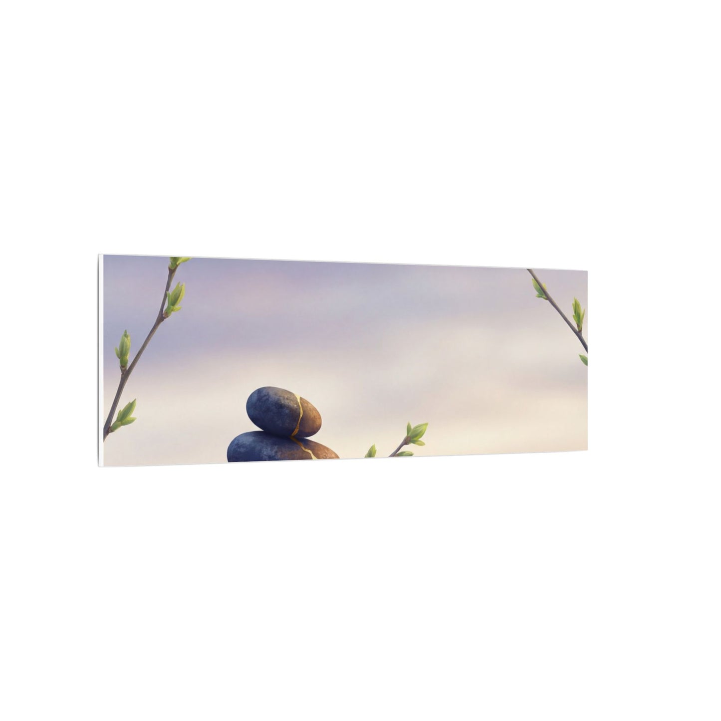 Spring River Stones Gold Vein Canvas Art | Philosophical Decor