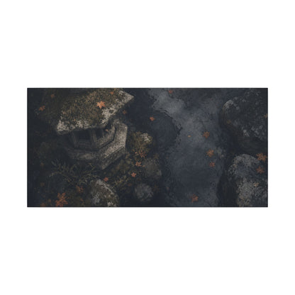 Stone Lantern Canvas Art | Autumn Japandi Texture Art