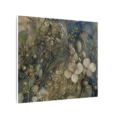 Japandi Dried Flowers in Moonlight | Watercolor Canvas Art