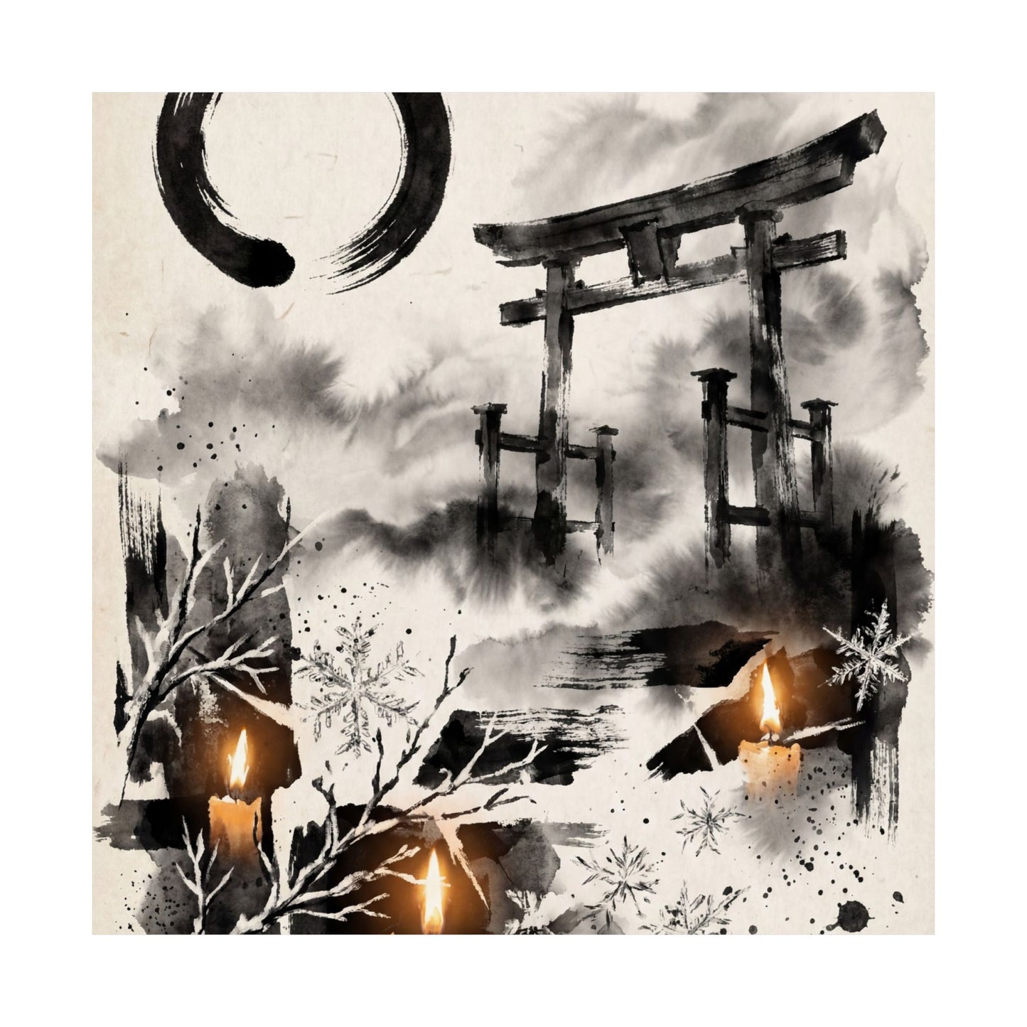 Zen Torii Gate in Candlelight | Enso Wall Art Print