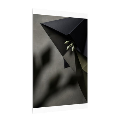 Paper Fold Moody Minimal Canvas Art | Luxurious Dark Japandi Art