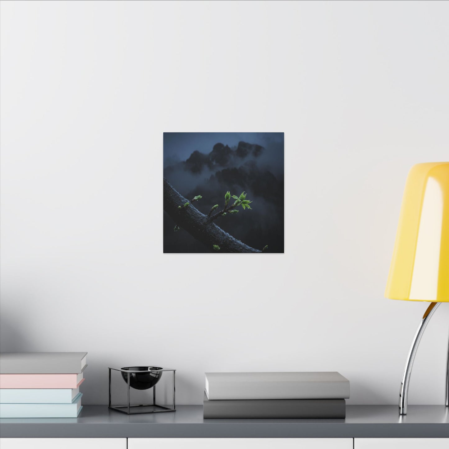 Moonlight Mountain Mist Canvas Art - Dark Japandi Kanso